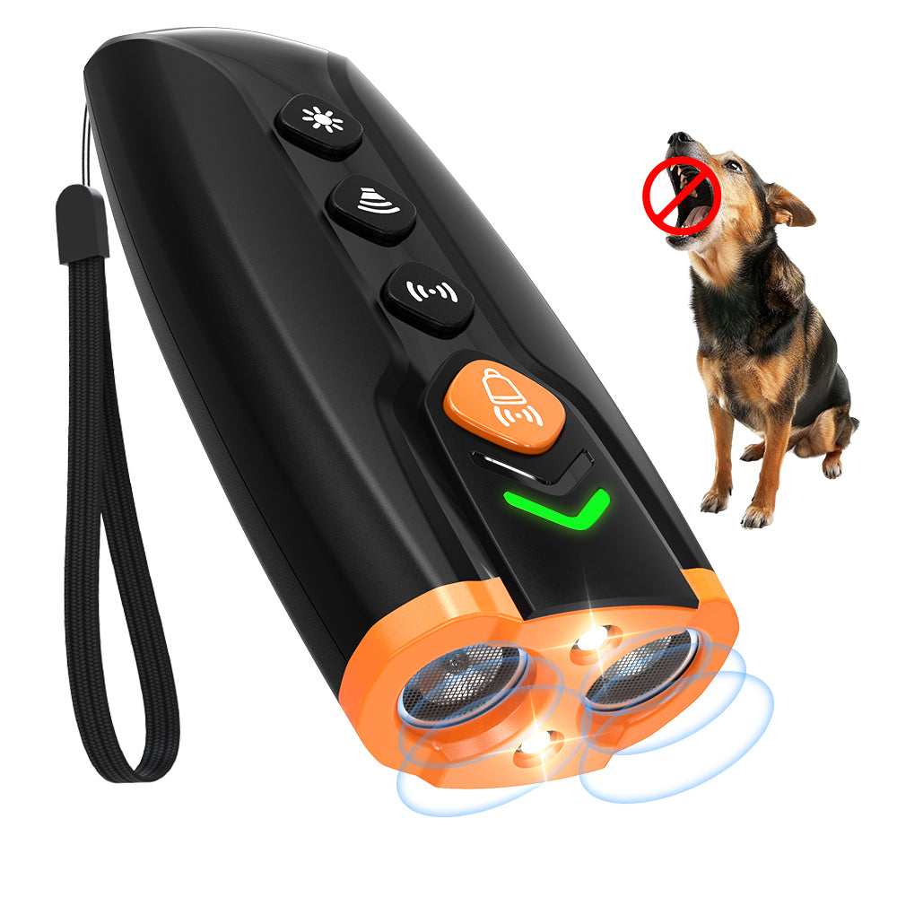 Charkool Dog Bark Deterrent Devices 2 in 1, Ultrasonic Dog Bark Deterrent Rechargeable/LED Flashlight, Dog Barking Dog Whistle with Dog Training Behavior Aids, 23 feet Range(Black)