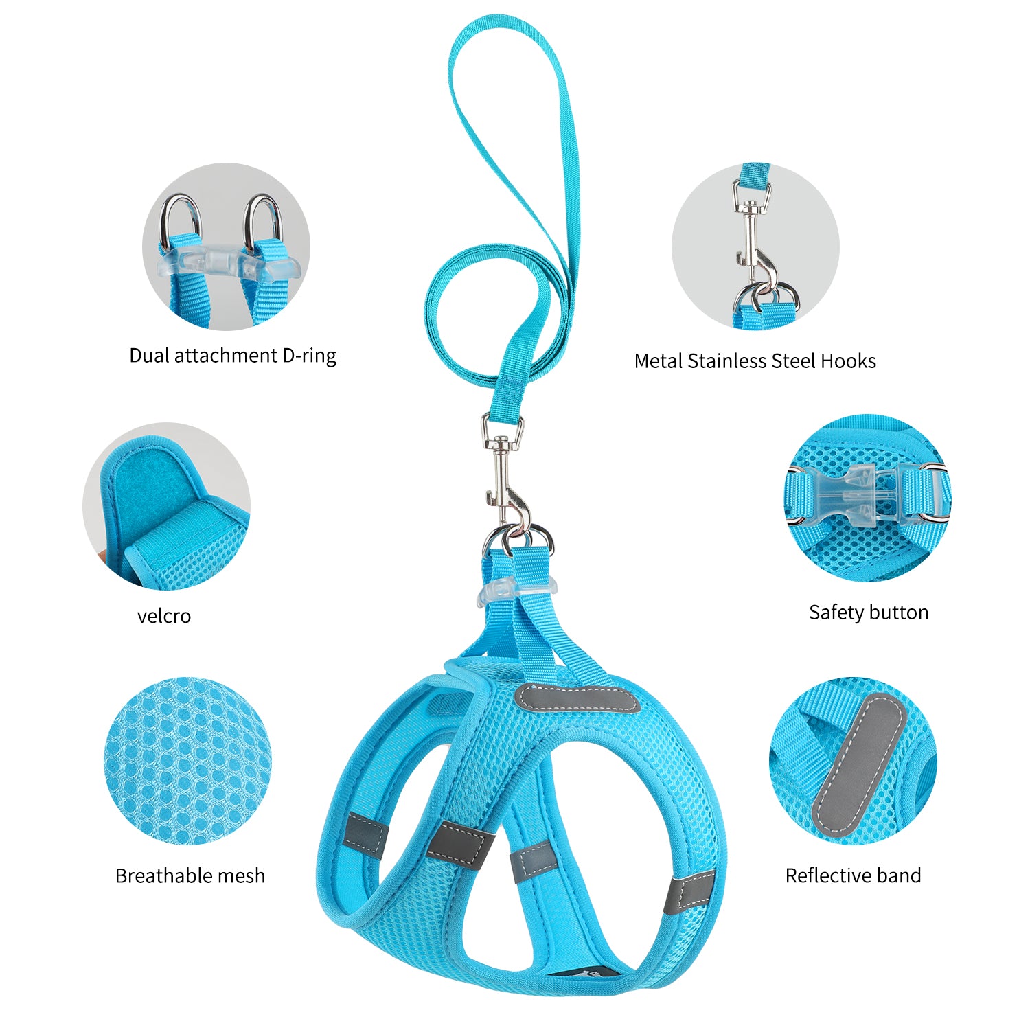 Charkool Reflective Dog Harness and Leash, Adjustable Breathable Dog Vest, Training for Extra Small Dogs
