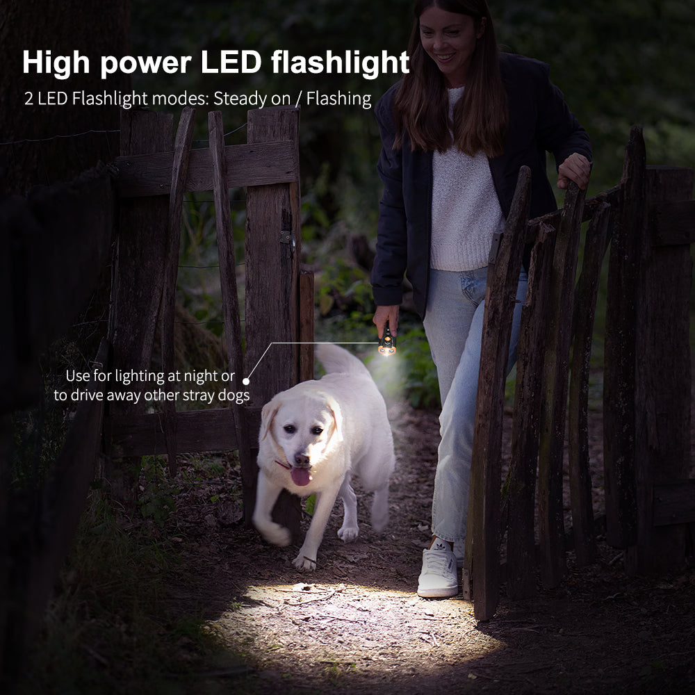Charkool Dog Bark Deterrent Devices 2 in 1, Ultrasonic Dog Bark Deterrent Rechargeable/LED Flashlight, Dog Barking Dog Whistle with Dog Training Behavior Aids, 23 feet Range(Black)