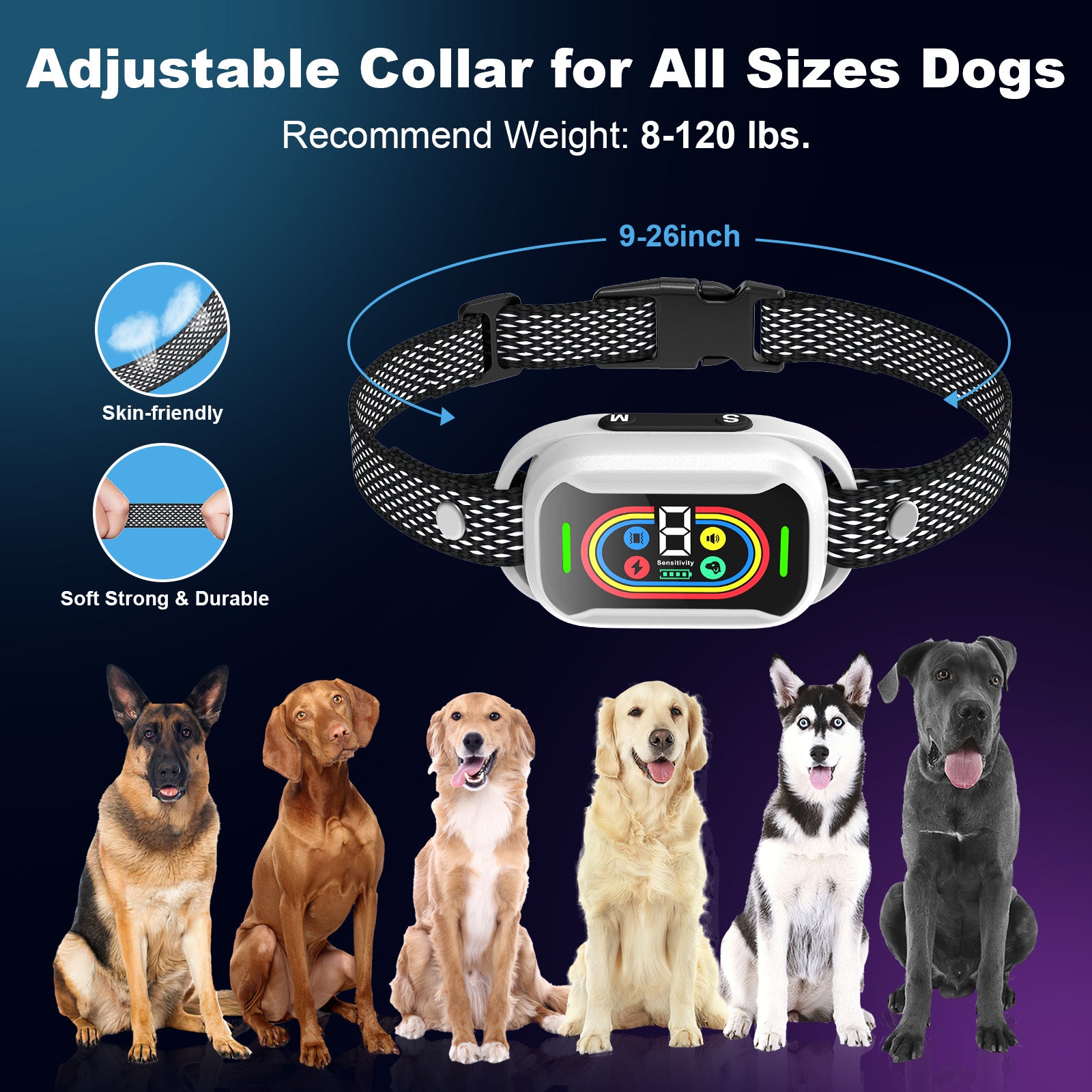 Jewyow Dog Training Collar – Shock Collar for Dogs with Remote, 7 Adjustable Sensitivity, Waterproof Bark Collar for Large/Medium Breeds