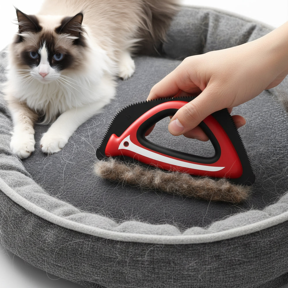 Jewyow Pet Hair Remover Brush – Efficient Dog & Cat Hair Removal Tool for Furniture, Carpet, Car Interior, Couch & Mats, Ergonomic & Durable (Red)