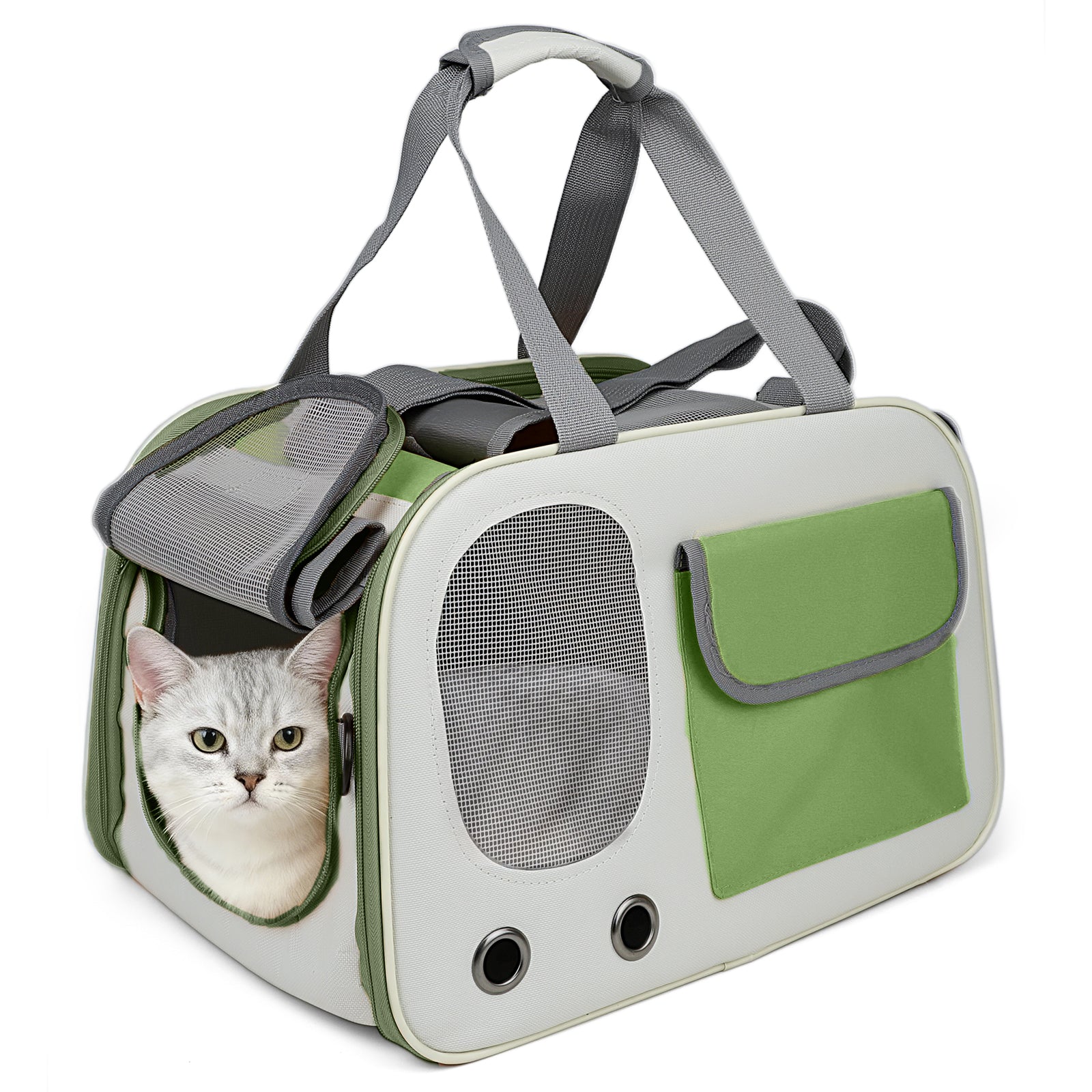 Jewyow Cat Carrier – Pet Carrier for Cats & Dogs, Enhanced Ventilation, Safety Locking Zippers, Padded Shoulder Strap