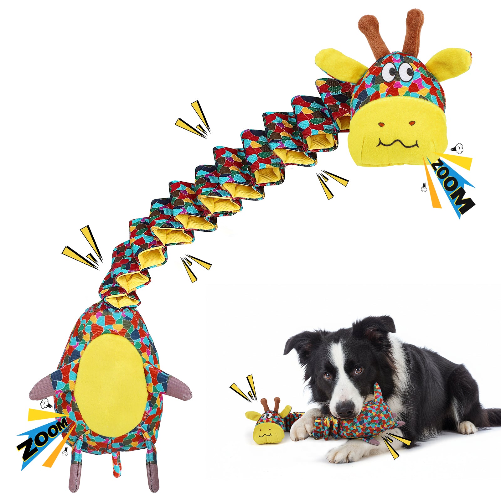 Jewyow Dog Birthday Toys for Large Dogs - Squeaky Plush "Cake" with Chew Guard, Durable & Fun Birthday Gift for Pets