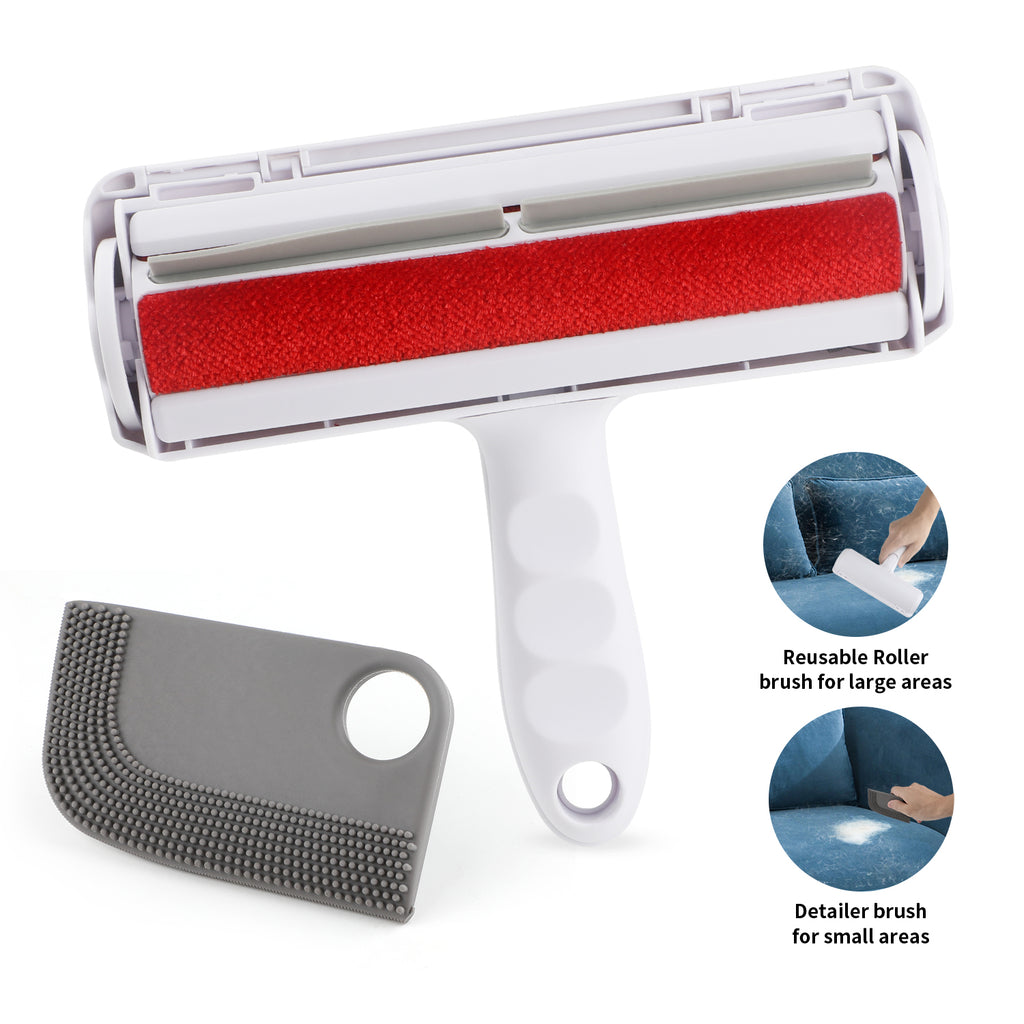 Charkool Pet Hair Remover Reusable Roller & Detailer Set, Work for Furniture, Couch, Carpet, Clothing and Bedding - Portable, Multi-Surface Fur Removal Tool Set