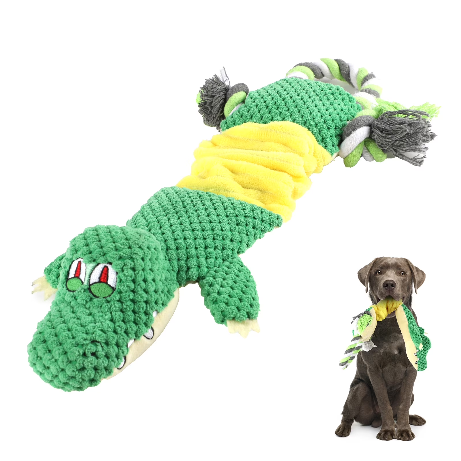 Charkool Squeaky Dog Toys, Interactive Puppy Toys with Crinkle Paper, Pull Tug of War Dog Toy, Plush Dog Chew Toys for Small, Medium, Large Breed