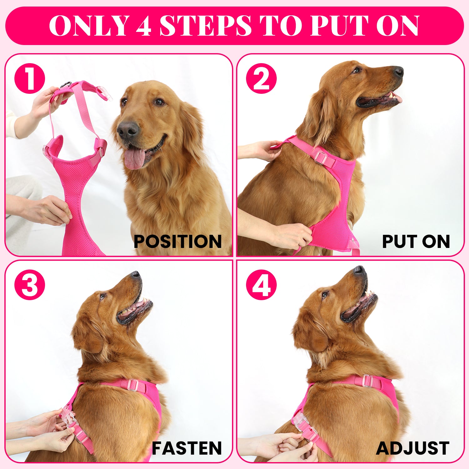 Jewyow No Pull Dog Harness, Adjustable Dog Vest with Soft Padding, Heavy Duty Dog Harness for Small, Medium, Large Dogs