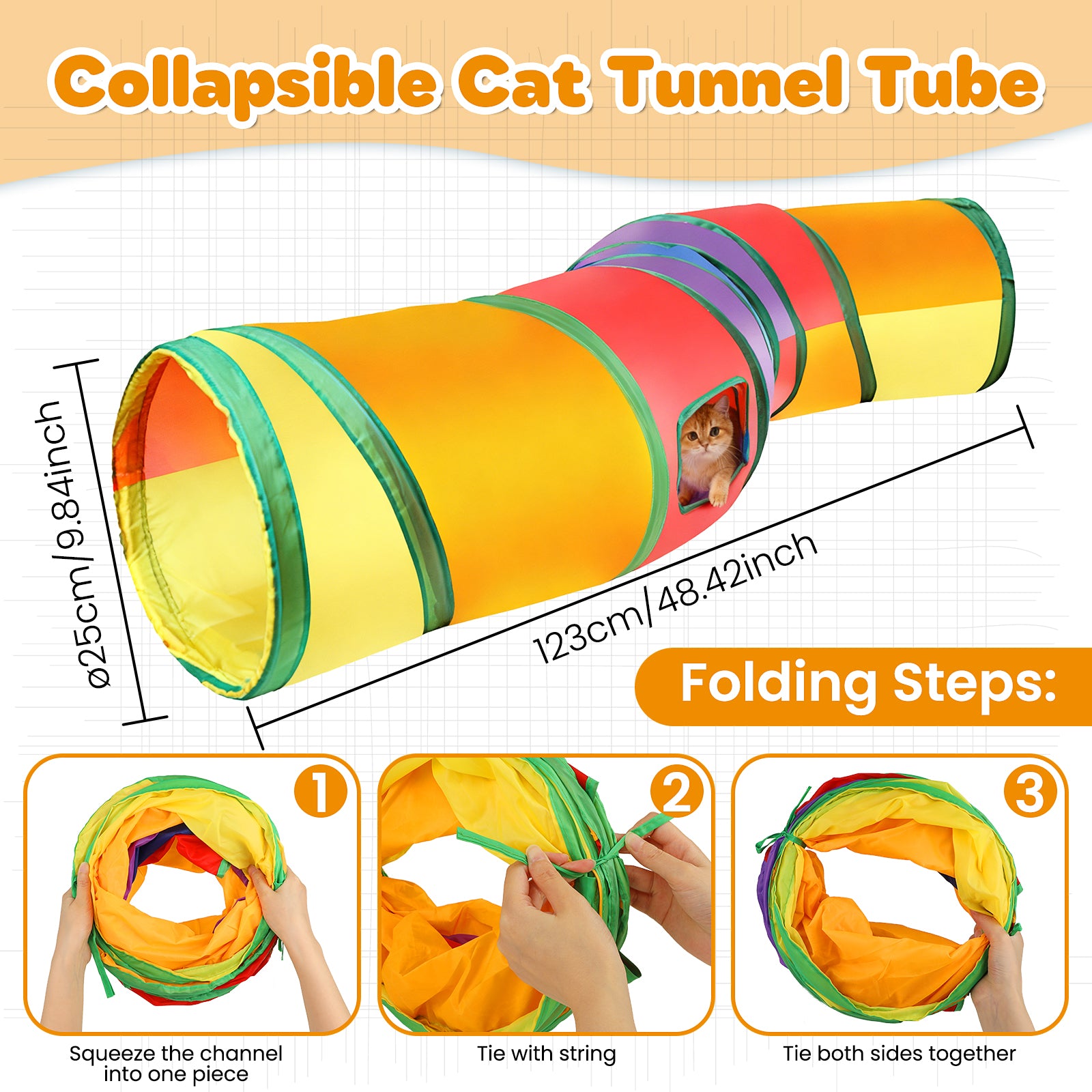 Jewyow 22 PCS Cats Toy Assortment, Catnip Toys, Interactive Pet Balls, Kitten Chew Toys, Feather Teaser Wand, Rainbow Tunnel & Mice Toys for Indoor Kitty