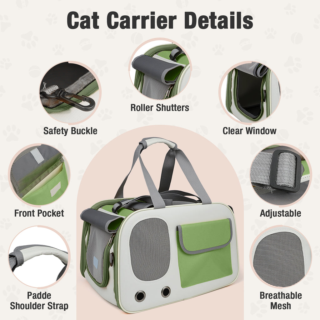 Jewyow Cat Carrier – Pet Carrier for Cats & Dogs, Enhanced Ventilation, Safety Locking Zippers, Padded Shoulder Strap
