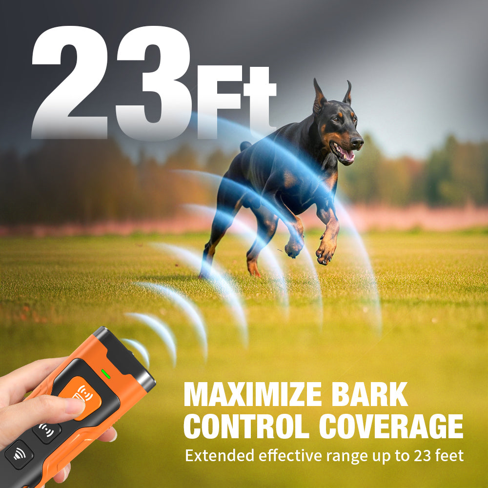 Charkool Dog Bark Deterrent Device, 6 Training Modes 23 FT Range Barks No More, Rechargeable Behavior Corrector, Stop Barking, Jumping, Aggression Without Yelling