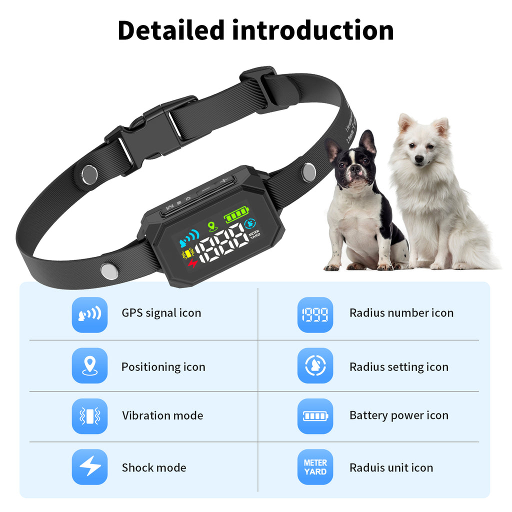Jewyow GPS Wireless Electric Dog Fence, Perimeter Containment System with Rechargeable Collar, 33–1999 Yards Range, IPX7 Waterproof, 3 Correction Modes (Beep/Vibration/Shock)
