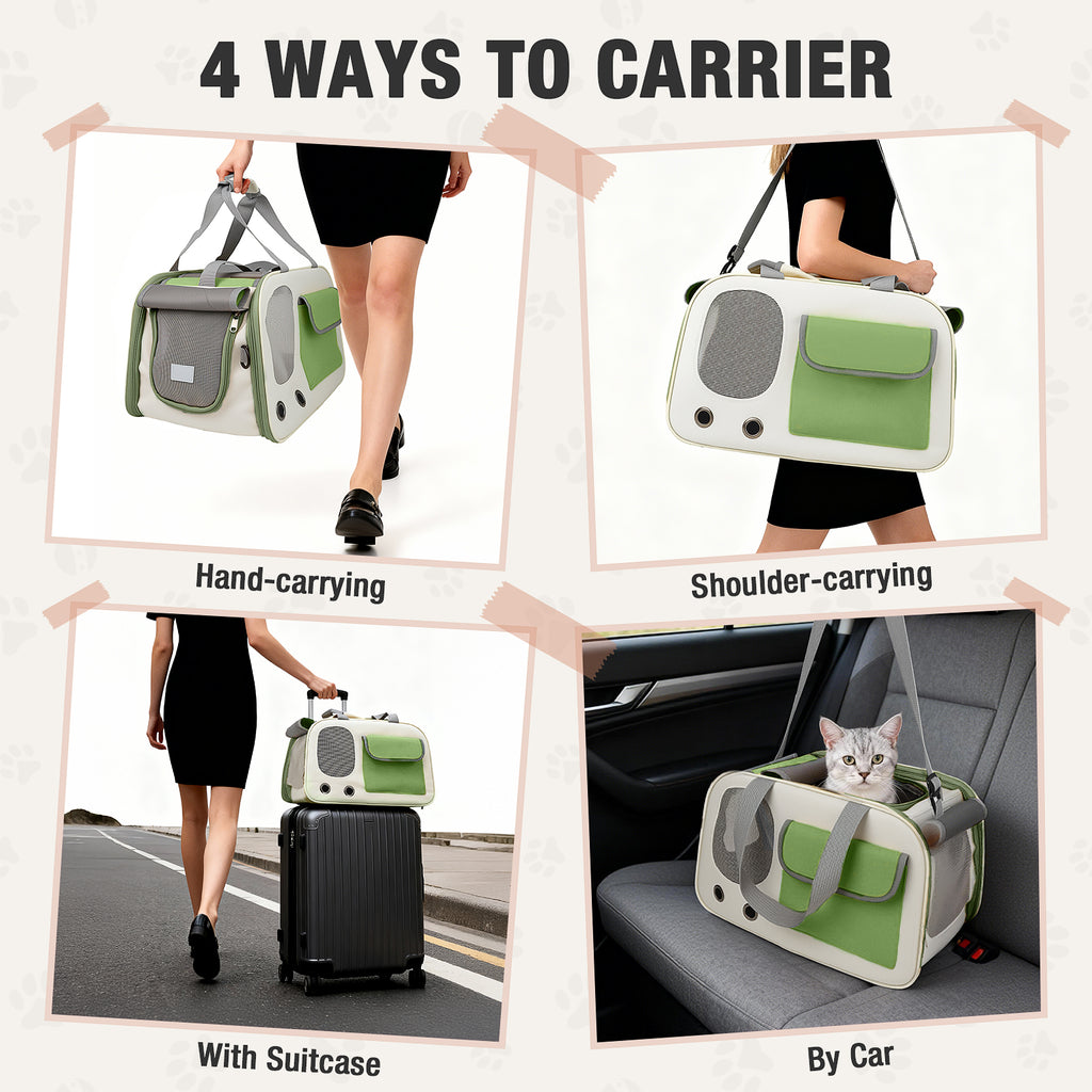 Jewyow Cat Carrier – Pet Carrier for Cats & Dogs, Enhanced Ventilation, Safety Locking Zippers, Padded Shoulder Strap