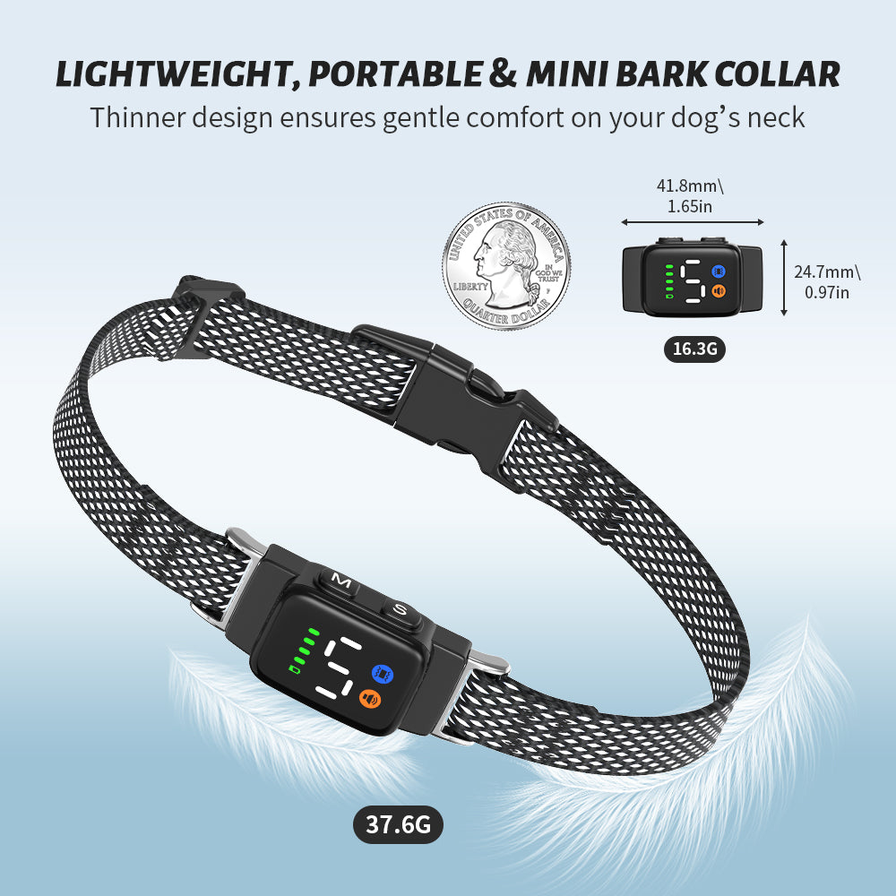 Jewyow Bark Collar for Small Dogs （6-40 lbs） - No Shock Anti Barking Collar - Rechargeable Smart Collar for Dog Training with 7 Sensitivity Levels and 3 Beep&Vibration Modes