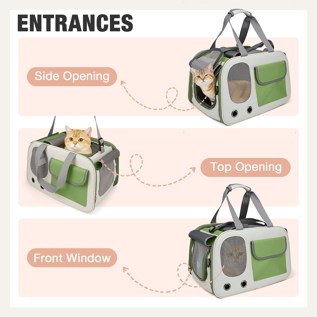 Jewyow Cat Carrier – Pet Carrier for Cats & Dogs, Enhanced Ventilation, Safety Locking Zippers, Padded Shoulder Strap