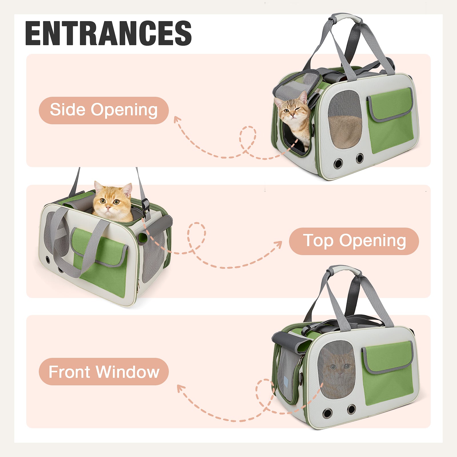 Jewyow Cat Carrier – Pet Carrier for Cats & Dogs, Enhanced Ventilation, Safety Locking Zippers, Padded Shoulder Strap