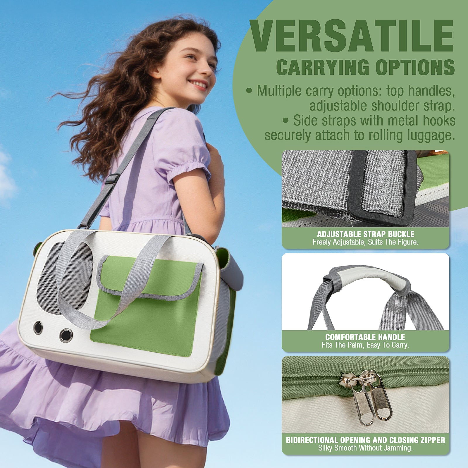 Jewyow Cat Carrier – Pet Carrier for Cats & Dogs, Enhanced Ventilation, Safety Locking Zippers, Padded Shoulder Strap