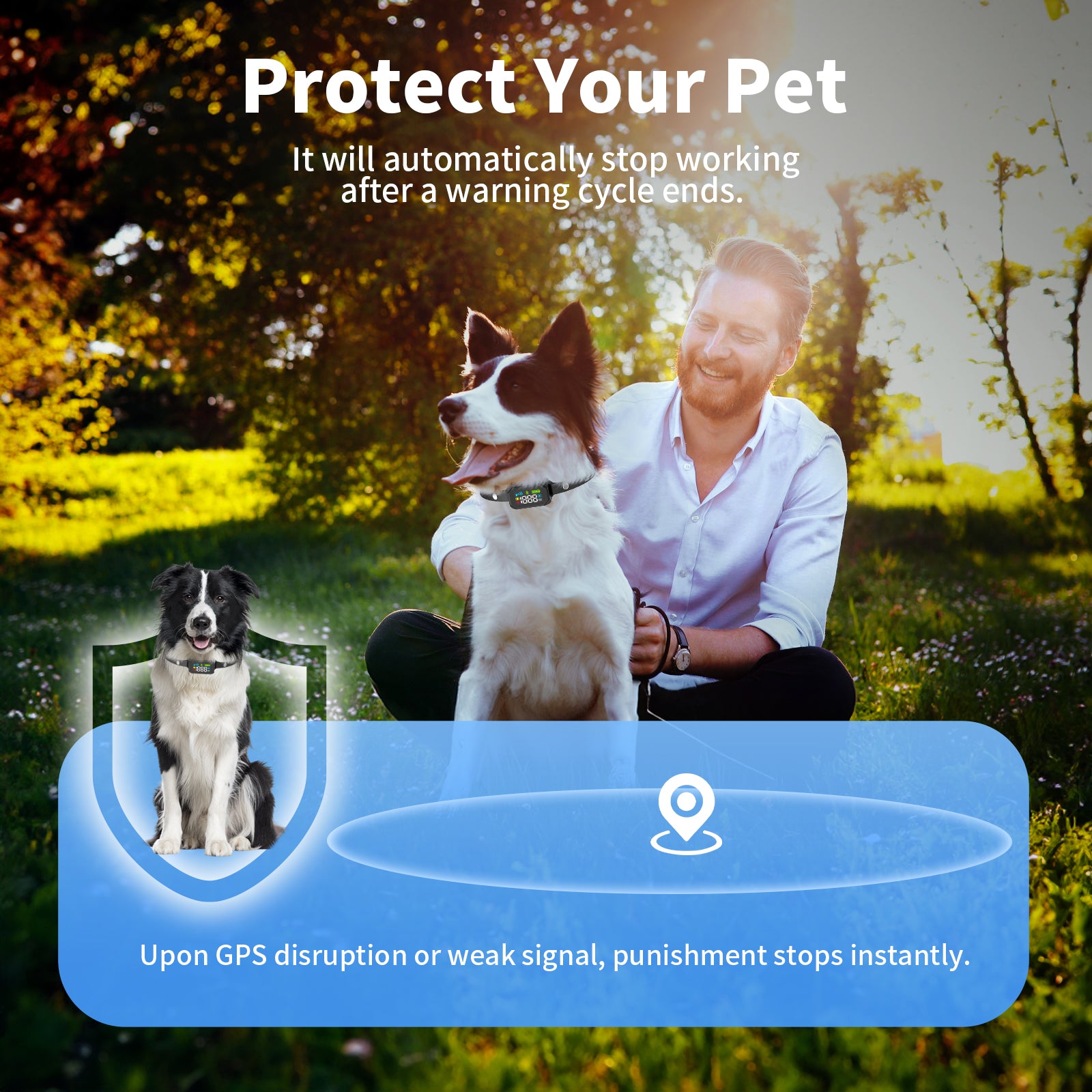 Jewyow GPS Wireless Electric Dog Fence, Perimeter Containment System with Rechargeable Collar, 33–1999 Yards Range, IPX7 Waterproof, 3 Correction Modes (Beep/Vibration/Shock)
